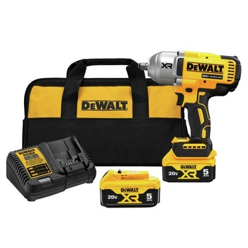 IMPACT WRENCHES | Dewalt 20V MAX XR Brushless Lithium-Ion 1/2 in. Cordless High Torque Impact Wrench Kit with Hog Ring Anvil and 2 Batteries (5 Ah) - DCF900P2