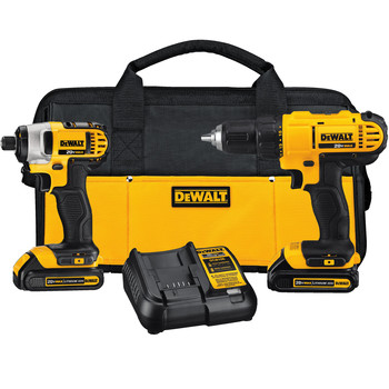 FRAMING AND CONSTRUCTION | Dewalt 2-Tool Combo Kit - 20V MAX Cordless Compact Drill Driver & Impact Driver Kit with (2) 1.3Ah Batteries - DCK240C2