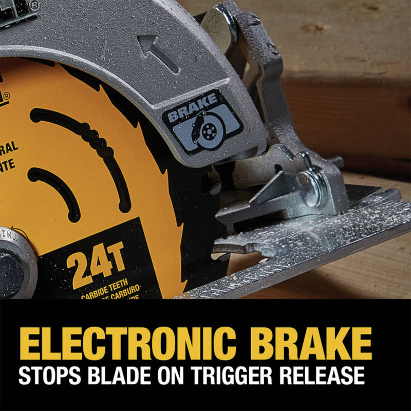 Electronic Brake stops blade on trigger release