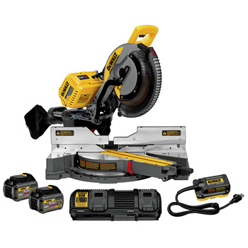 WOODWORKING | Dewalt 120V MAX FLEXVOLT 12 in. Cordless Dual Bevel Sliding Compound Miter Saw Kit with (2) 6Ah Batteries and Adapter - DHS790AT2