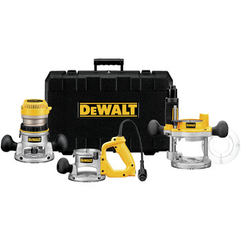 WOODWORKING TOOLS | Dewalt 120V 12 Amp Brushed 2-1/4 HP Corded Three Base Router Kit - DW618B3