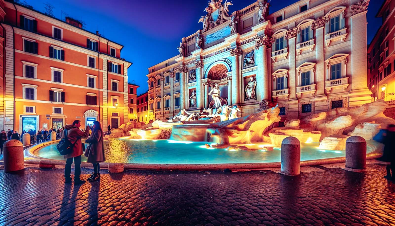 Trevi Fountain & Spanish Steps at Dusk