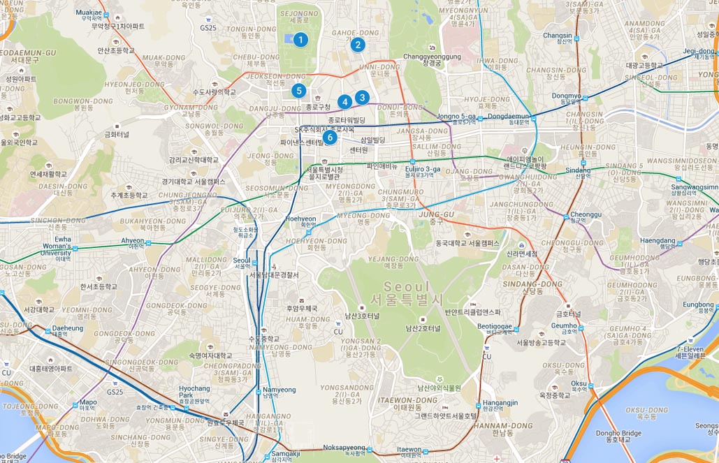 Seoul itinerary 3 days map