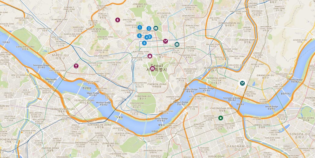 seoul itinerary map